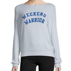 Wildfox Weekend Warrior Tears Blue Crewneck Pullover Size small